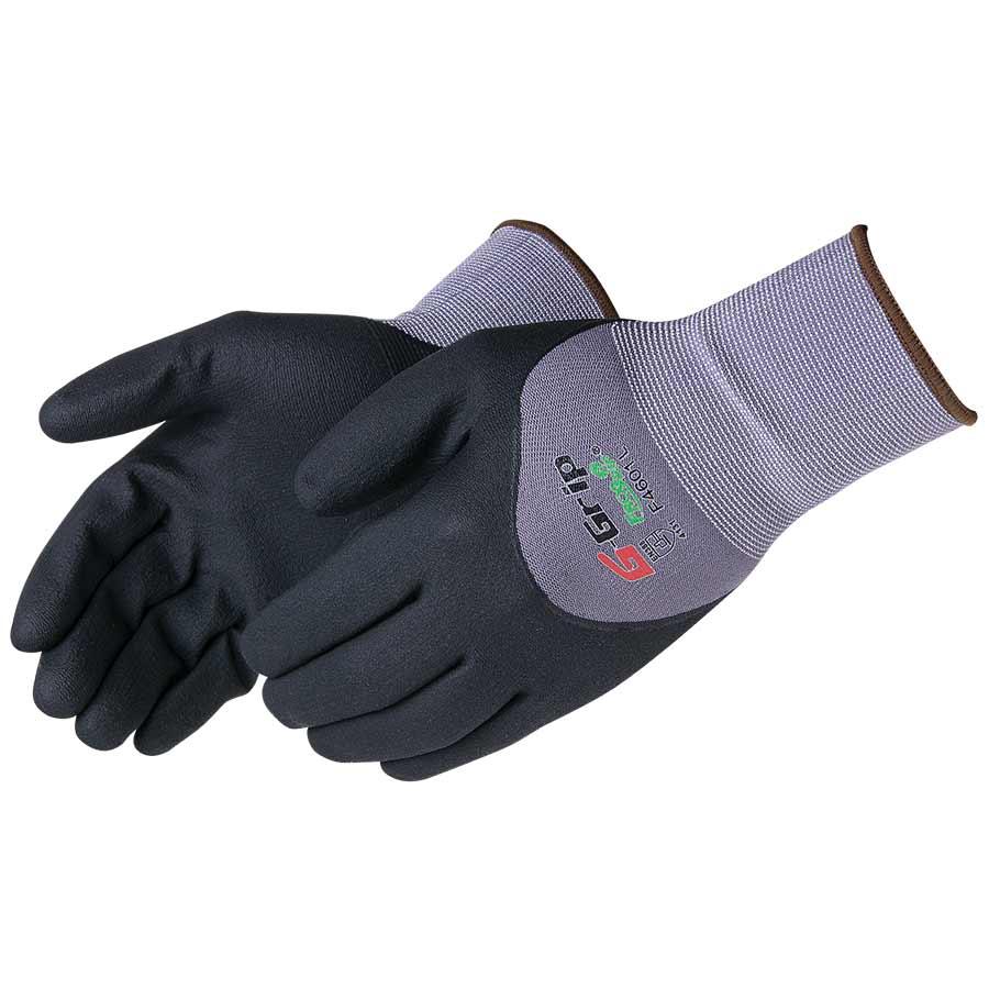 Glove, Series: F4601, XL Size, 15 ga Nylon Shell, Black/Gray, Seamless Style, Knit Wrist Cuff, Microfoam Nitrile Coating, Resists: Abrasion/Cut/Puncture/Tear