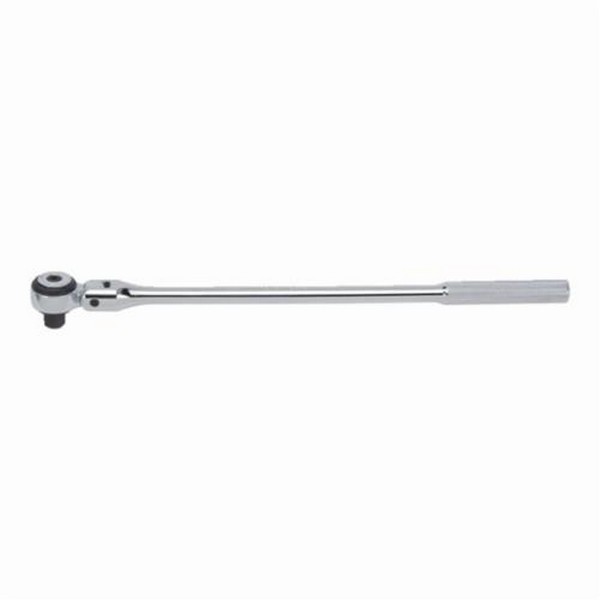 Hand Ratchet, Flexible Non-Insulated, Measurement System: Imperial, 1/2 in Drive, 17 in Overall Length, Flex/Round Head Shape, 5˚ Minimum Arc Swing, 72 Geared Teeth, Knurled Slip Resistant Grip Handle, Specifications Met: ASME B107.10M, Yes Reversibl