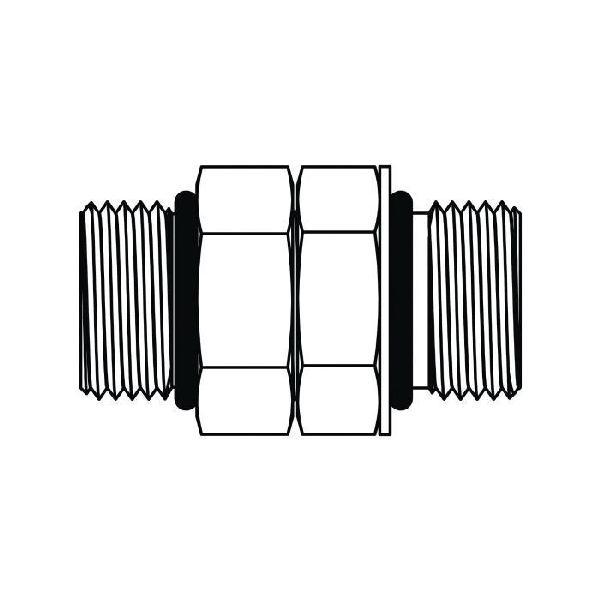 Adjustable Union, Straight, Series: 6403-NWO, 7/16-20 Nominal, Male O-Ring End Style, Steel, Trivalent Chromate Plated, Silver
