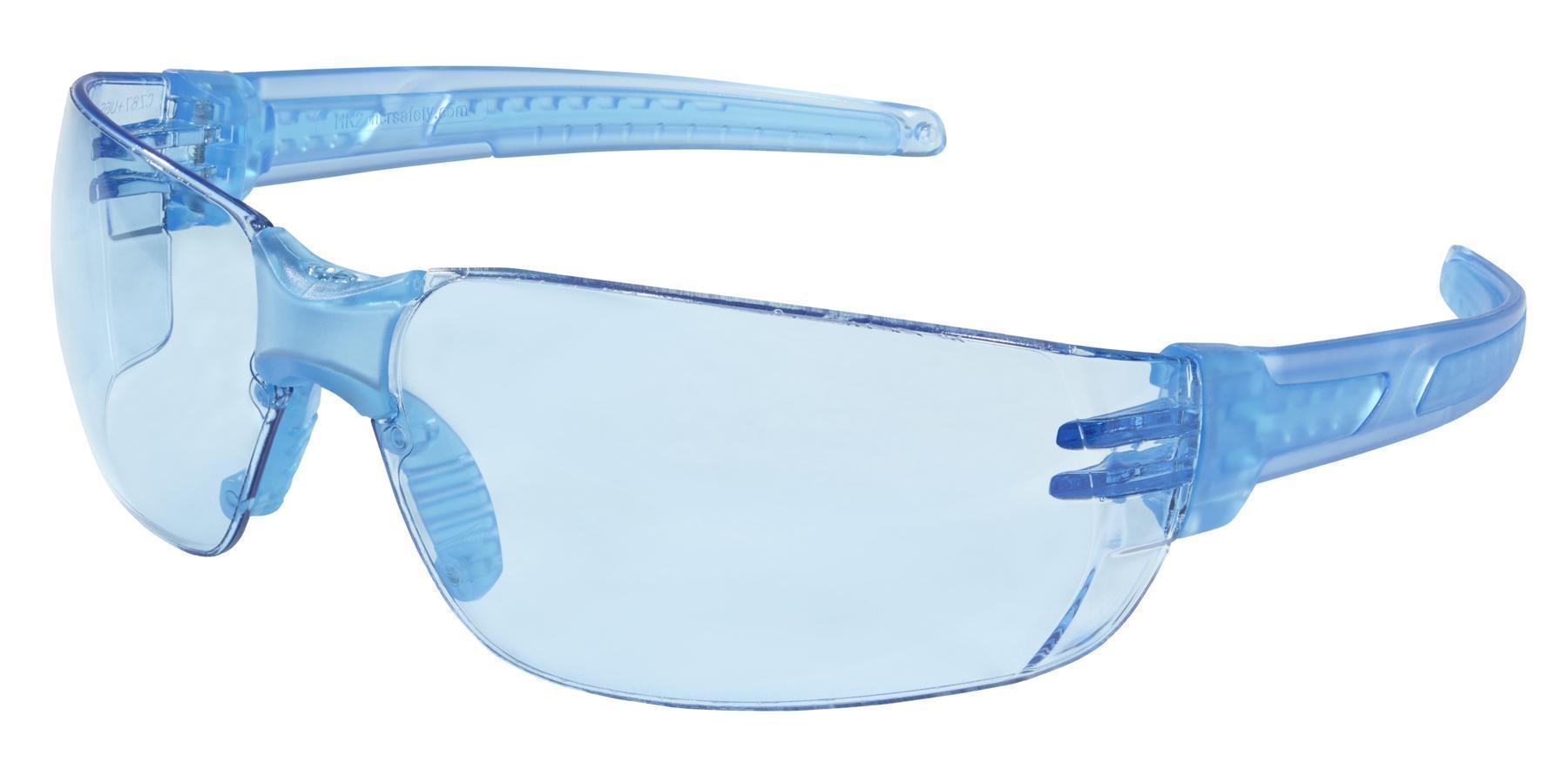 Safety Glass, Lightweight, Series: Hulk HK2, Regular Size, MAX6 Anti-Fog Lens Coating, Light Blue Lens, Polycarbonate Frame