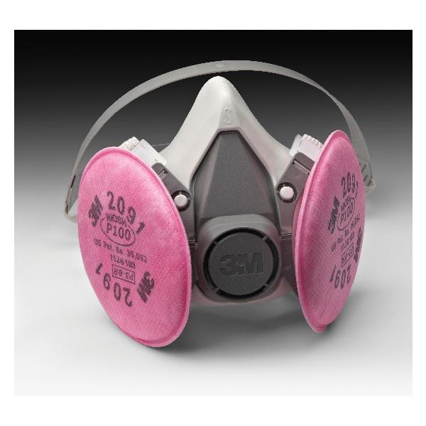 Half Facepiece Respirator Assembly, Series: 6000 Series, For Use With: 3M 2000, 200 and 5000 Series Filters, P100 Filter Class, S Size, Bayonet Connection, Thermoplastic Elastomer, Black/White, Resists: Gas/Vapor