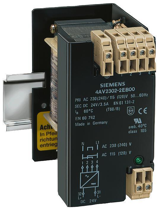 Power Supply, 115 to 230 VAC Input, 24 VDC Output, 3.5 A, 50/60 Hz, DIN Rail Mount, 72 mm Width, 111 mm Depth, 136 mm Height