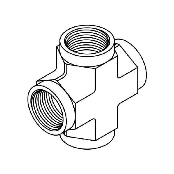 Pipe Cross, Series: 5652, 1/4-18 Nominal, FNPT End Style, 316 Stainless Steel