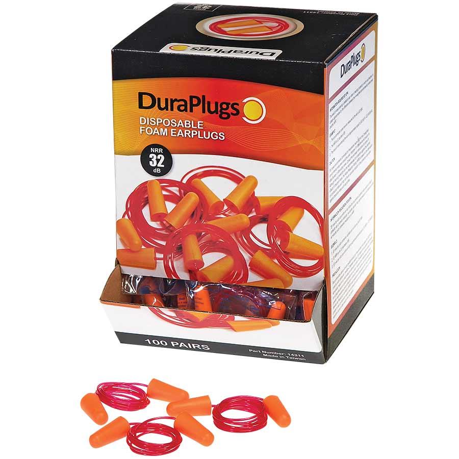 Corded Foam Ear Plug, Self Adjusting, Corded Design, 32 dB Noise Reduction, Tapered Bullet Shape, One Size, Orange Plug, Polyurethane Foam Plug, Specifications Met: Noise Reduction Rating 32 Decibel
