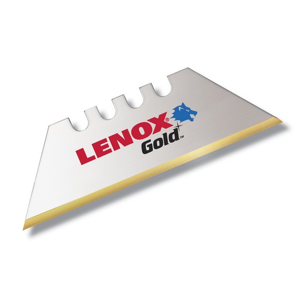 Utility Knife Blade, Round Point, 2-1/2 in L, 0.038 in Thickness, Double Ended, Compatible With: Standard Utility Knife, Titanium Coated, Gold/Silver