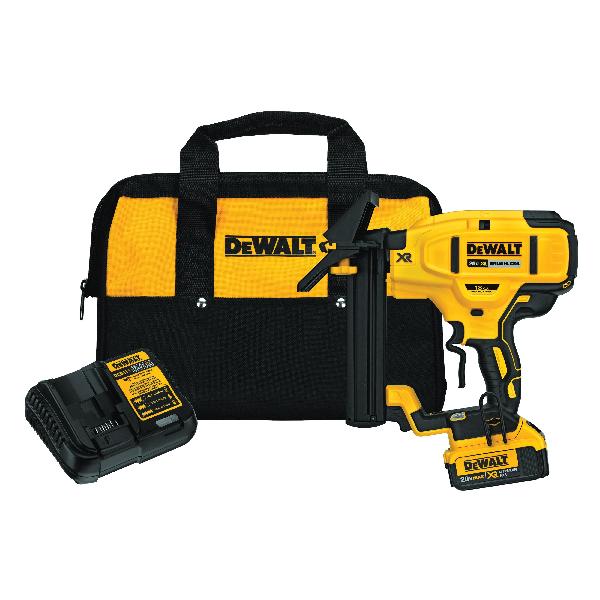 Cordless Flooring Stapler, Kit Bare Tool/Kit, 1/4 in Crown, 1/2 to 1-1/2 in Staple Length, 18 ga Gauge, 100 Staples, 20 VDC, For Fastener Type: Narrow Crown Staples, Lithium-Ion Battery, 4 Ah Battery, Plastic Housing Material, D-Style Handle, Black/Y