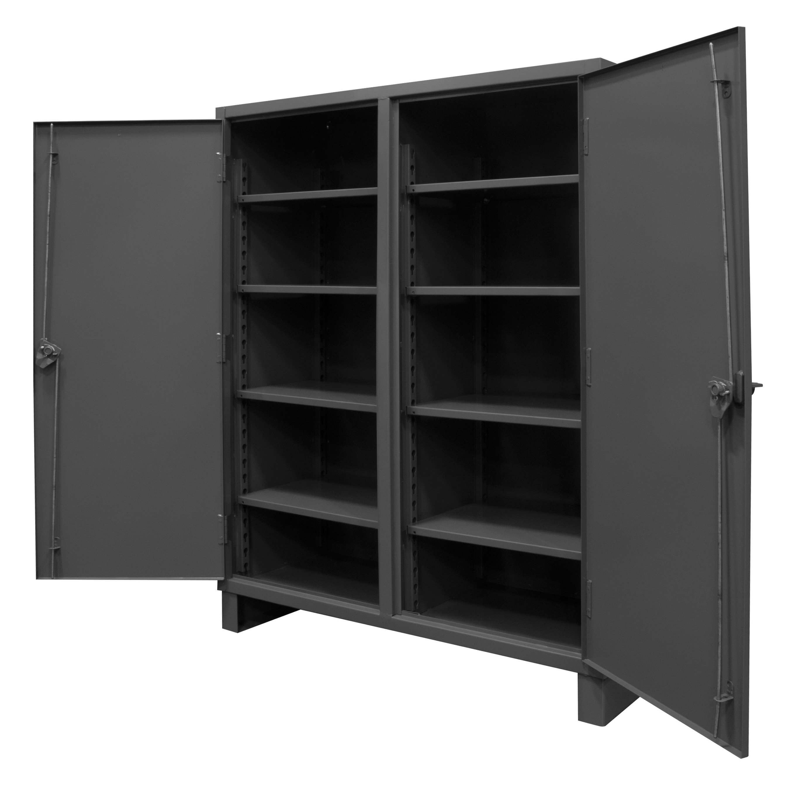 General Storage Cabinet, Double Shift, 24 Inch Overall Length, 72 Inch Overall Width, 78 Inch Overall Height, 2 Doors, 8 Shelves, 1900 lb Shelf, 33-15/16 Inch Width x 20-7/8 Inch Depth Adjustable Shelf, 12 ga Gauge Thickness, Swing, Padlockable Locking, Steel, Gray