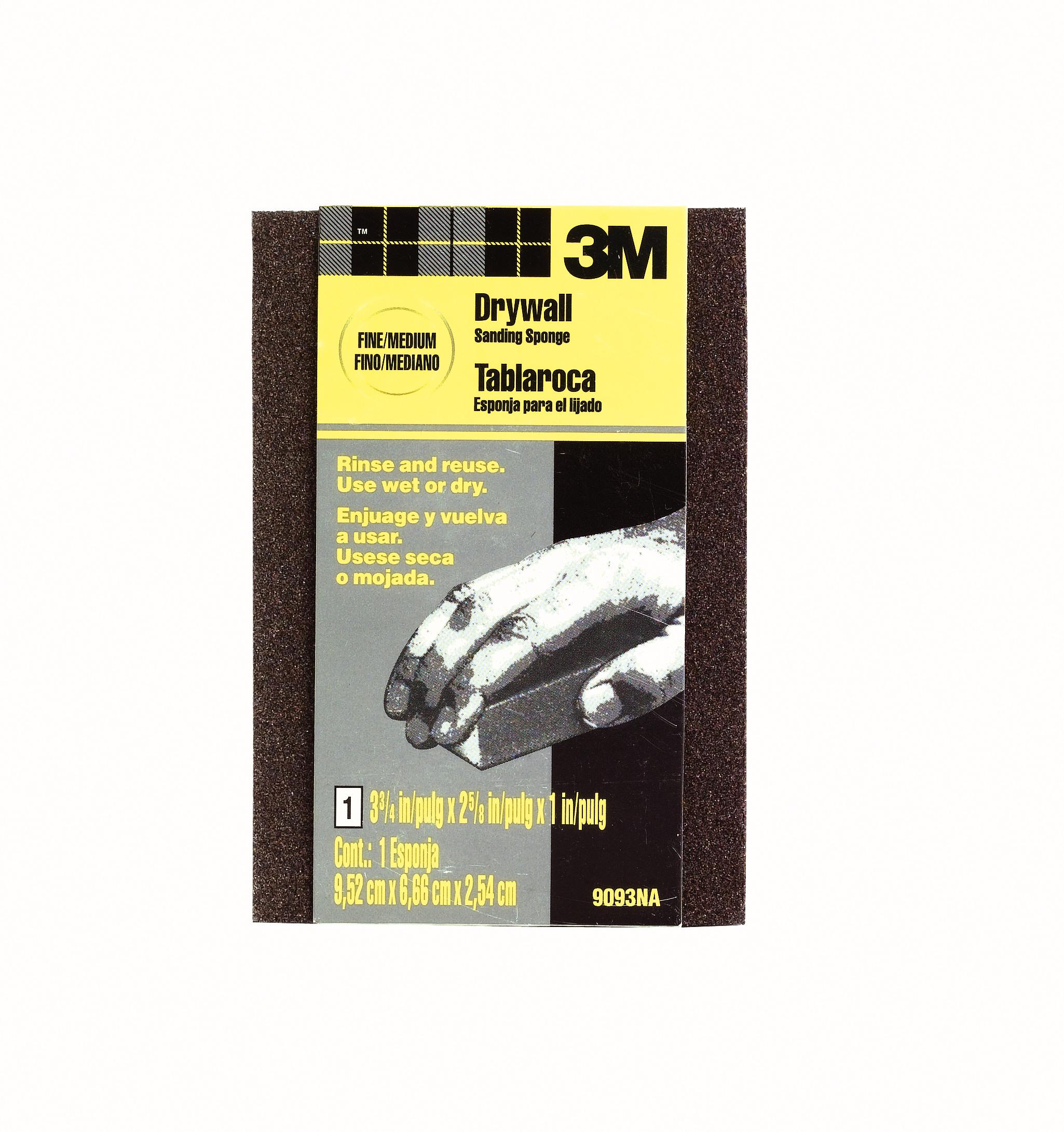 Drywall Sanding Sponge, 3 Inch Overall Length, 42 Inch Overall Width, 1 Inch Overall Thickness, Fine/medium Grade, 4 Abrasive Sides
