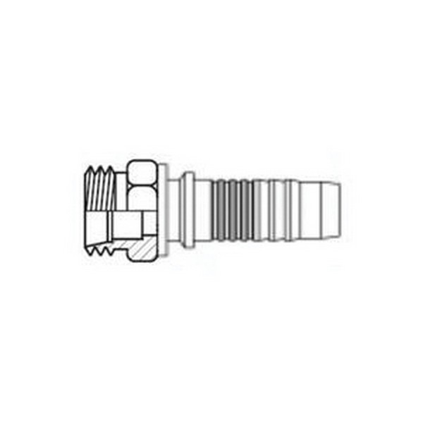 Hydraulic Hose Fitting, 2-Piece Stem Non-Skive, 1 in ID Hose, 36 x 2 Connection, Male DIN 24 deg Light x Hose End Style, 36 mm Hex, 3.12 in Length, 1.34 in Cutoff Allowance