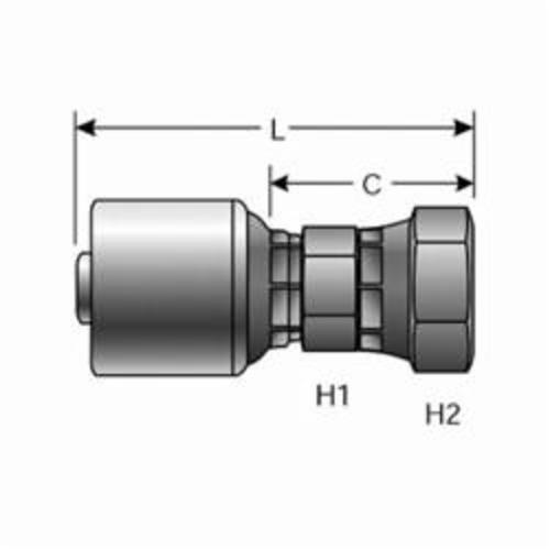 Hydraulic Coupling, 1/2 Inch x 1/2-14 Inch Hose ID, Female NPSM Swivel, 13/16 Inch Stem, 1 Inch Hex Nut, Steel
