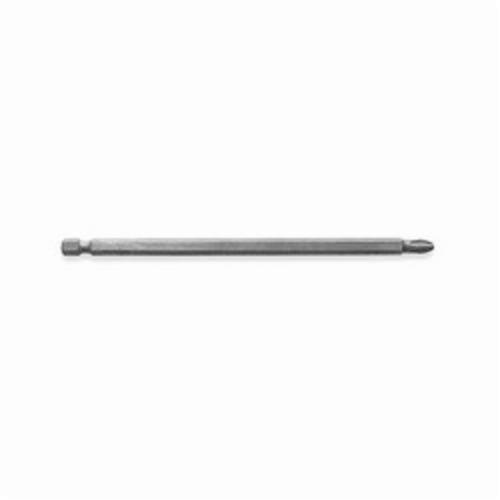 Screwdriver Power Bit, Single End, #2 Point, Phillips® Point, 6 in Overall Length, Hex Shank, 1/4 in Shank, Steel