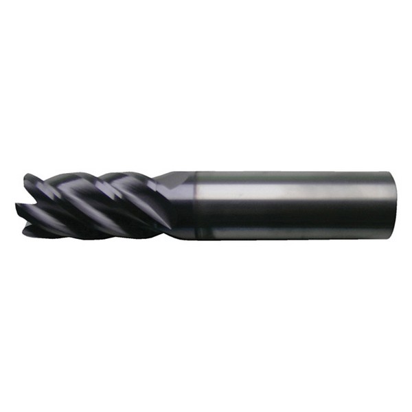 High Performance End Mill, Center Cutting Extra Long Length Single End Square End Variable Index, Series: CEM-V2-5R, 1/4 in Diameter Cutter, 3 in Overall Length, 1-1/4 in Length of Cut, 5 Flutes, Spiral Flute, 1/4 in Shank Diameter, Right Hand Cuttin