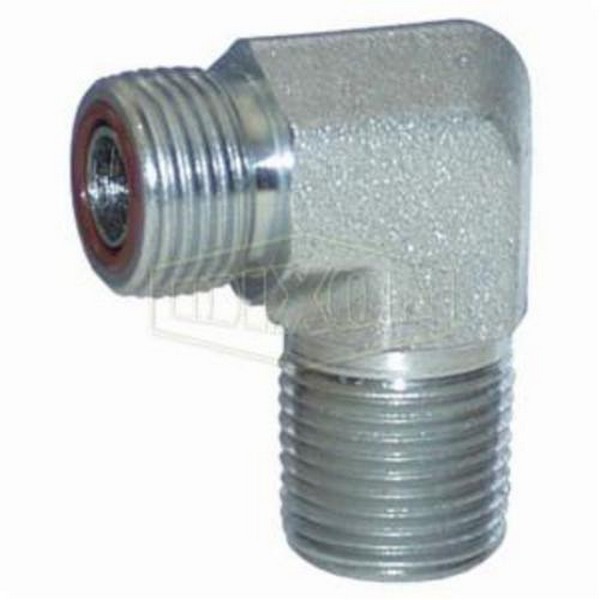 Hydraulic Elbow, 13/16-16 x 1/2-14 Nominal, Male Flat Face x MNPT, 90°, 3000 psi, Steel, Zinc Plated, Domestic