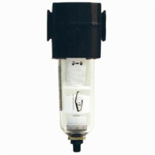 Compressed Air Filter, Compact General Purpose, Series: Series 1 F73G, 1/4 Inch PTF Port, 53 scfm, 40 micron Filter, 150 psig Pressure, -30 to 125 °F, Polycarbonate Bowl, Aluminum