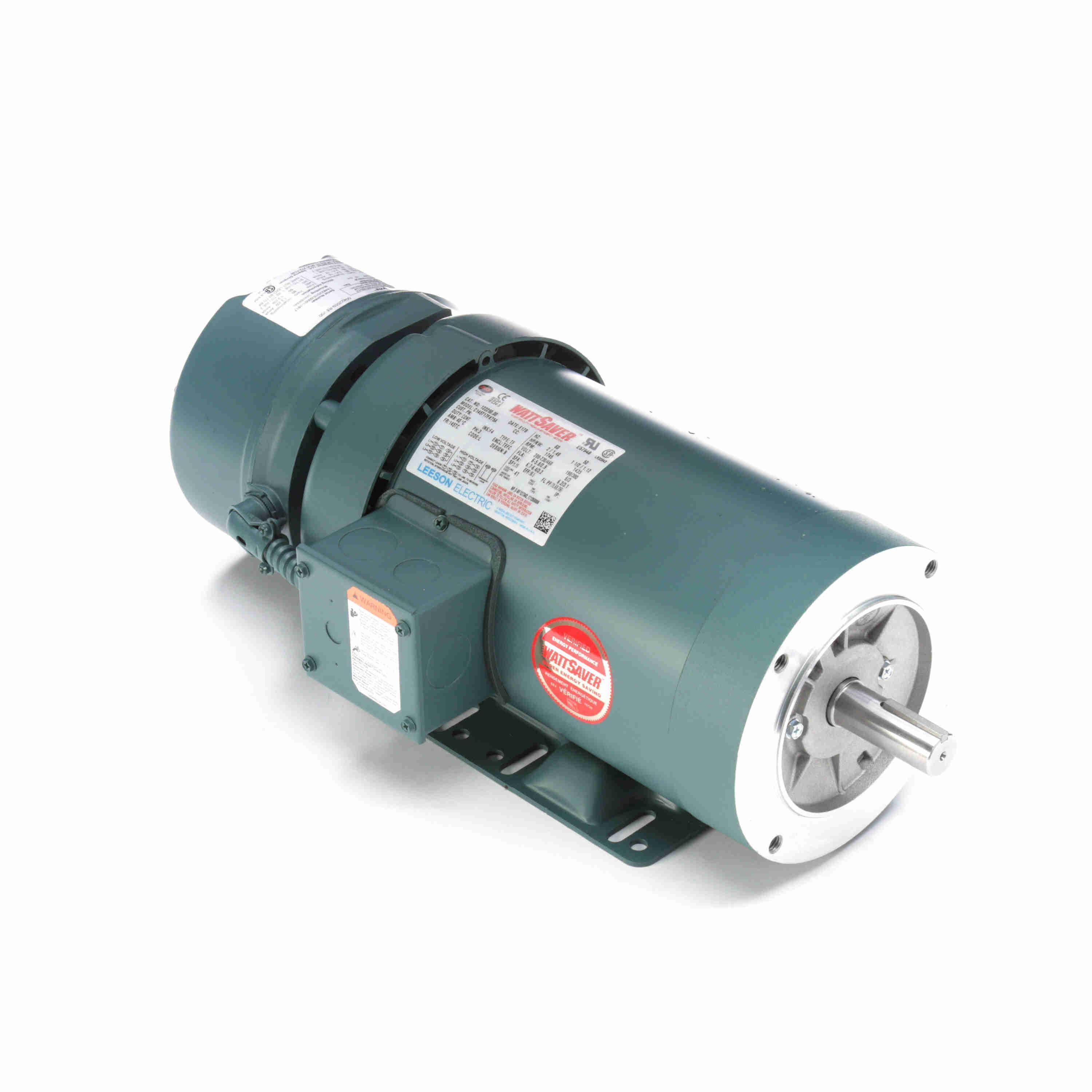 AC Motor, 2 HP, 208 to 230/460 V AC, 6 to 5.8/2.9 A, 60 Hz Frequency, 3 ph, 1745 RPM Speed, 1 Speed, TEFC Enclosure, 145TC Frame, 0.88 in Dia x 2.25 in L Shaft, Reversible Rotation, 1.15 Service Factor, Ball Bearing, 6 ft-lb Torque, C-Face/Rigid Base Mounting, 40 °C, Insulation Class: Class F, Rolled Steel, 10:1 Variable Torque Speed
