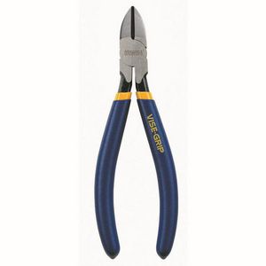 Diagonal Cutter Plier, Tapered Jaw, 7/8 in L x 13/16 in W x 3/8 in THK Jaw, Nickel Chromium Steel Jaw, 16 AWG For Maximum Wire Thickness, Flush Cut Type, 6 in Overall Length, Dipped Grip, Vinyl Handle, Blue/Yellow, Applicable Materials: Plastic and W