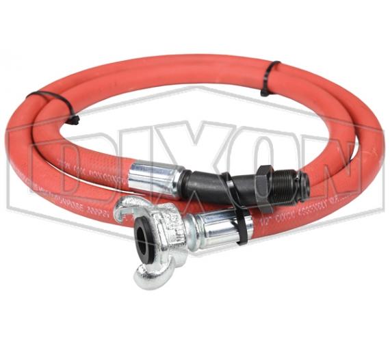 Whip Hose Assembly, 0.5 in ID, 6 ft Length, 150 psi Working, -4 to 212 °F, Rubber