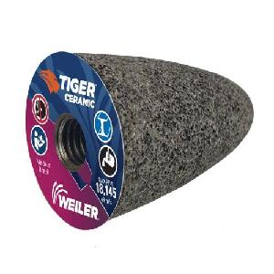 Grinding Cone, Portable, Series: T16, 2 in Diameter Maximum, 3 in Head Thickness, 20 Grit, HZA20S Grade, 5/8-11 Center Hole, Synthetic Resin Bond, Type 16/Round Tip Shape, 5/8-11 UNC Thread, 18145 RPM Maximum, Ceramic Abrasive