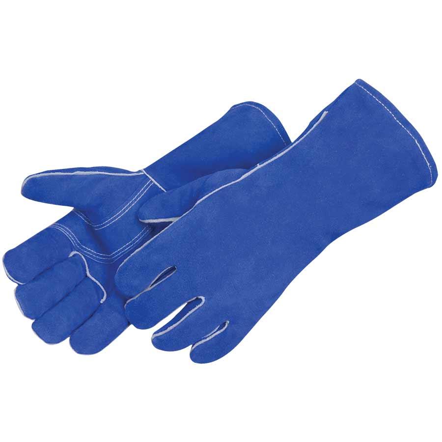 Welder Glove, Premium, Series: 7344, XL Size, Split Leather, Blue, Wing Thumb Style, Sock Lining