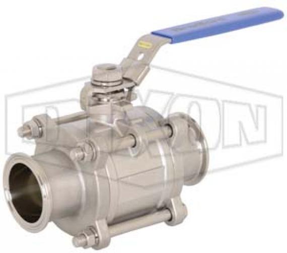 Ball Valve, 2-Way 3-Piece Non-Encapsulated, Series: BV2GG, 1 in Nominal, 1000 psi WOG Pressure, 300 °F, Lockable Handle Actuator, CF8M Stainless Steel Ball, 4.9 in Inlet to Outlet Length, 2.8 in Top to Inlet Center, CF8M Stainless Steel Body, RTFE Trim