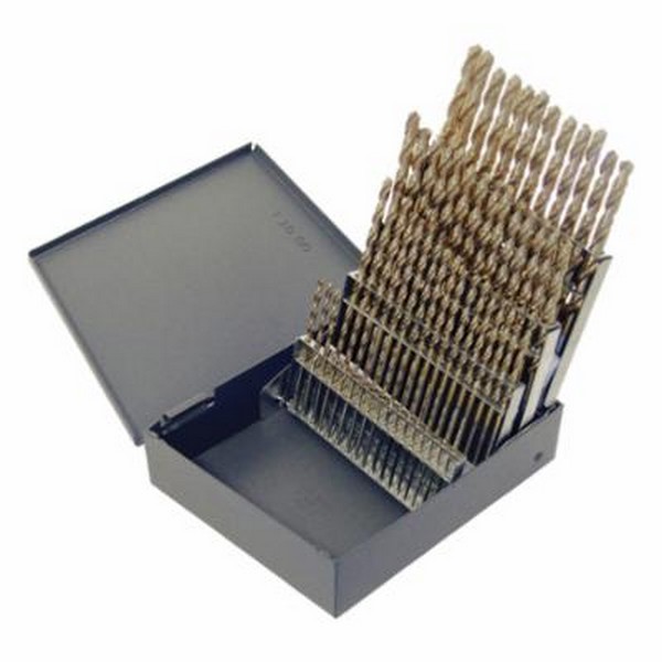 Screw Machine Length Drill Set, Heavy Duty, Series: 559, Imperial System of Measurement, #60 Minimum Drill Bit Size, #1 Maximum Drill Bit Size, 135 deg Drill Point Angle, 60 Piece, Specifications: Right Hand Cut, Spiral Flute, Split Point, Straight S