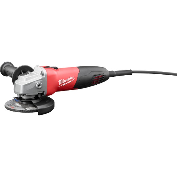 Angle Grinder, Double Insulated Small, 4-1/2 in Wheel Diameter, 5/8-11 Arbor/Shank, 11000 RPM Speed, 120 VAC, 7 A, Metal Housing Material, 3-Position/Side Handle, Black/Red, Lock-On Slide Switch Control, 10.3 in L Dimensions