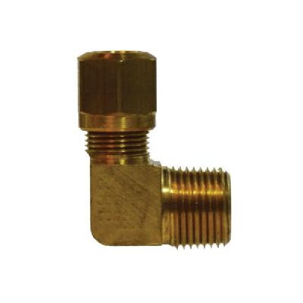 Tube-to-Pipe Elbow, 90° Elbow Fitting/Connector, 3/8 Inch Nominal, Nylon AB x Male NPTF End Style, 150 psi Pressure, -40 to 200 °F, CA360 Brass