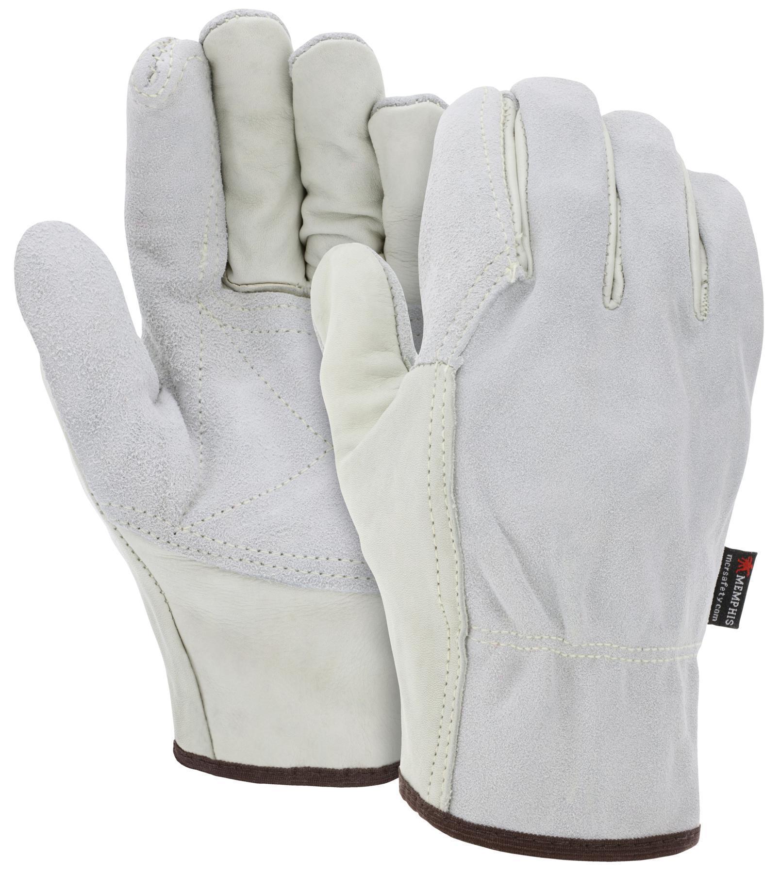 General Purpose Gloves, Driver Glove, L Size, Grain Leather Palm, Beige, Slip-On Cuff