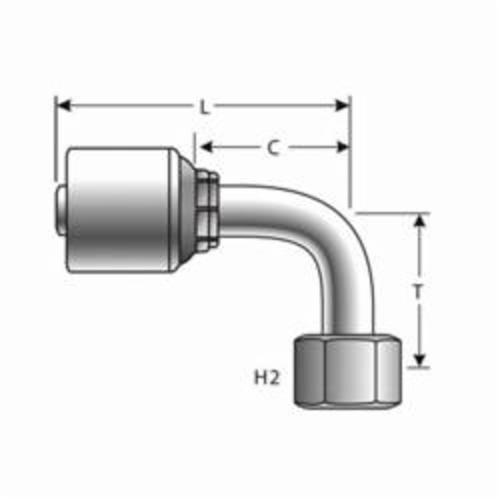 Hydraulic Coupling, Bent Tube, Series: G25, 1/4 in x 1/4-19 Nominal, Hose x Female BSPP O-Ring Swivel, 90°, 19 mm Nut Hex, 2.07 in Length, Steel, Import
