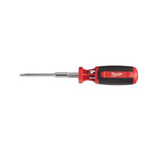 Multi-Bit Screwdriver, 9-in-1 General Purpose, Measurement System: Imperial, Hex Bit, Phillips®/Slotted/Square Point, 7 in Overall Length, Ergonomic Handle, 9 Piece, Magnetic Bit Retainer, Magnetized Tip: Yes, Steel
