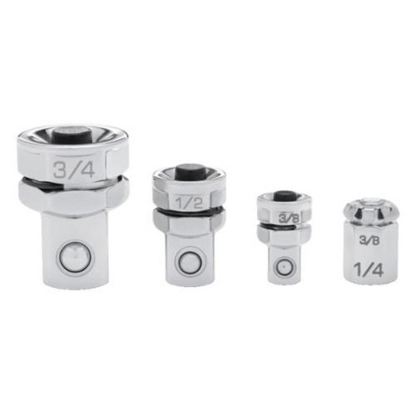 Ratcheting Wrench Adapter Set, 4-Piece, Measurement System: Imperial, Square Drive, Full Polished