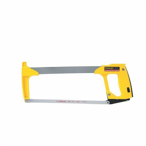 Hacksaw, High Tension, 12 in Blade Length, 1/2 in Blade Width, 0.025 in Blade Thickness, Carbon Steel Blade, 45/90 deg Blade Angle, 3-7/8 in Throat Depth, 24, 12 in Overall Length, Carbon Steel Cutting Edge, Heavy Duty Metal Frame