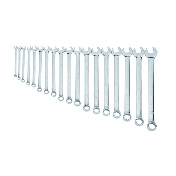 Wrench Set, Metric System of Measurement, 6 to 24 mm Size, 18 Piece, For Use With: Wrench, Polished Chrome
