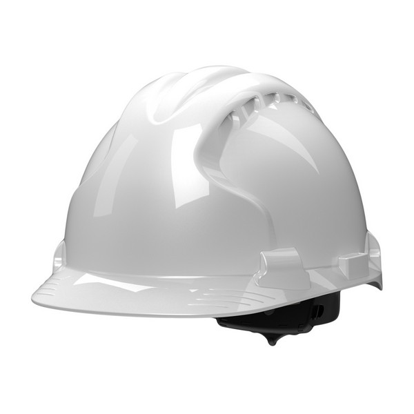 Hard Hat, Series: MK8 Evolution®, Unisex, Fits Hat Size: 6-5/8 to 8 in, White, HDPE Shell/Expanded Polystyrene Liner, Polyester Strap Suspension, Class E, Type II