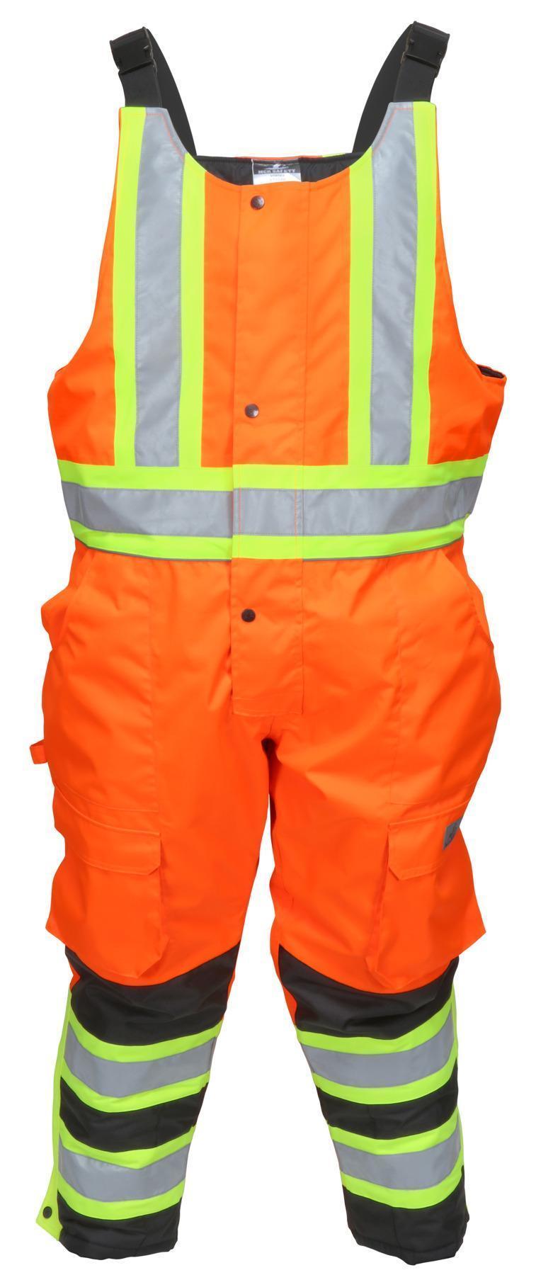 Rain Coverall, High-Visibility, 4X Size, Fluorescent Orange, Polyester/Polyurethane, Stitched/Taped Seam, 6 Pockets
