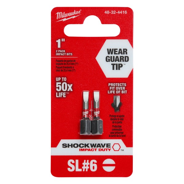 Impact Insert Bit, 1/8 in Point, Slotted Point, 1 in Overall Length, 1/4 in Drive/Shank, Hex Shank, Proprietary Steel