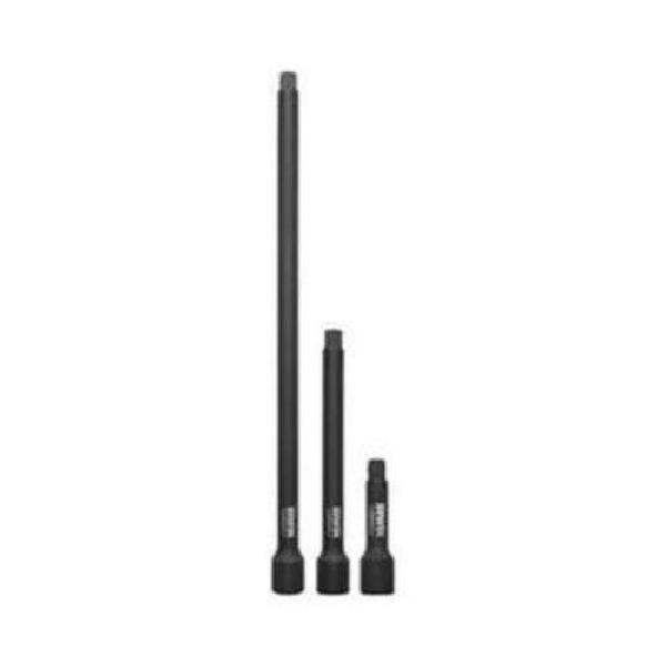 Socket Extension Set, Yes Impact Rated, Measurement System: Imperial, 3 Piece, 3/8 in Drive, Steel, Black Oxide