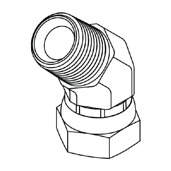 Elbow, Series: 1503, 3/4-14 Nominal, MNPT x Female Pipe Swivel End Style, 45 deg Angle, Steel, Trivalent Chromate Plated, Silver