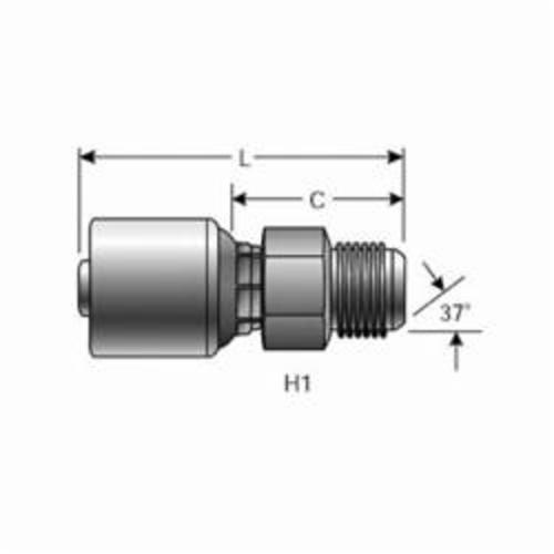 Hydraulic Coupling, 1/4 Inch Hose ID, 14 mm Stem Hex, 2.19 Inch Length, Steel