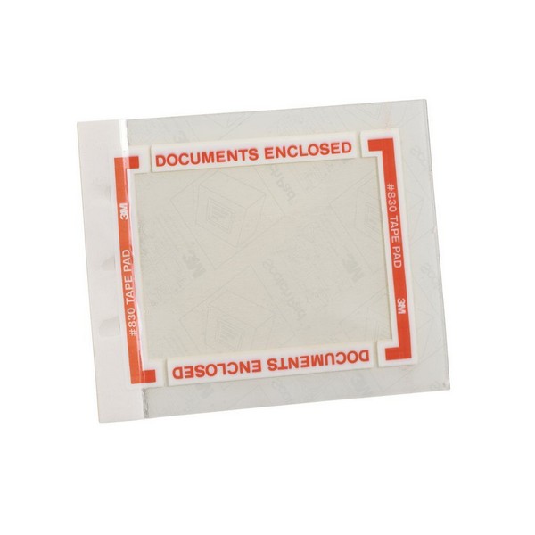 Pouch Tape Sheet, Pre-Cut, 6 Inch Length, 5 Inch Width, Legend: DOCUMENTS ENCLOSED, Hot Melt Synthetic Rubber Resin Adhesive, Polypropylene, Clear/Orange