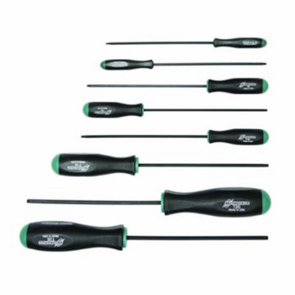 Screwdriver Set, Measurement System: Imperial, 8 Piece, Ergonomic Handle, Screwdriver Types Included: Torx®, Steel, ProGuard™, Green Handle