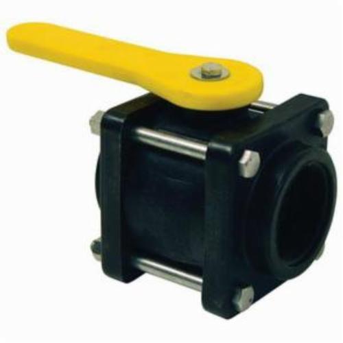 Ball Valve, Compact Bolted, Series: PVFP, 2 Inch Nominal, FNPT, 125 psi, 70 °F, Full Port, Polypropylene Body, 304 Stainless Steel Nut and Bolt Trim, PTFE Ball Seat/EPDM O-Ring Body Seal/FKM O-Ring Stem Seal