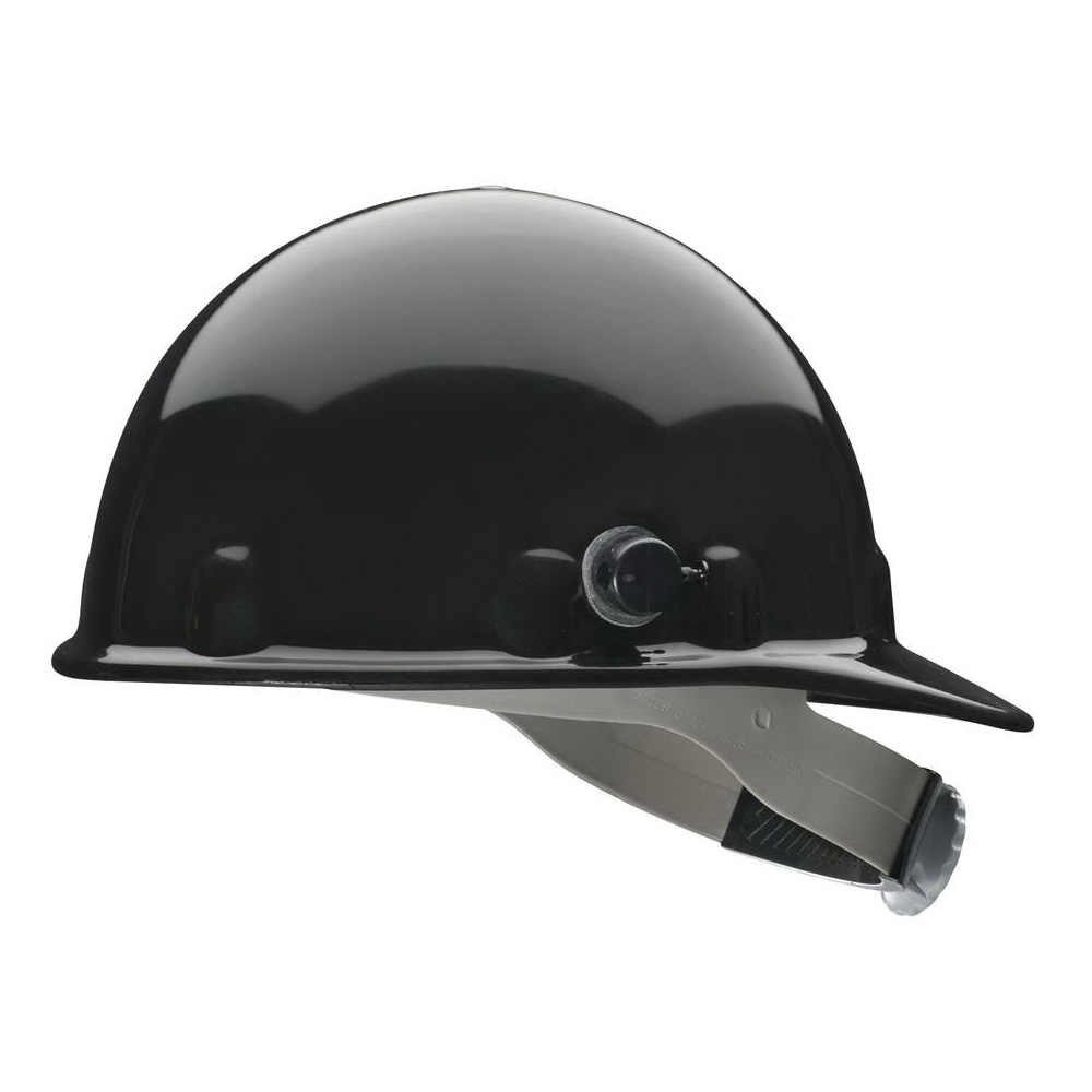 Hard Hat, Cap Style, Series: E2, Unisex Size, Black, Thermoplastic, 8-Point Suspension, ANSI Electrical Class Rating: Class C, E and G, ANSI Impact Rating: Type I, Ratchet Adjustment