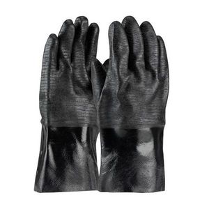 Chemical Resistant Gloves, Coated Supported, L, Neoprene Palm, Black, Interlock, Gauntlet Cuff, Neoprene, 12 in Length, Resists: Abrasion, Acid, Alkaline, Caustic, Cold, Cut, Grease, Heat, Liquid, Oil, Puncture, Solvent and Tear