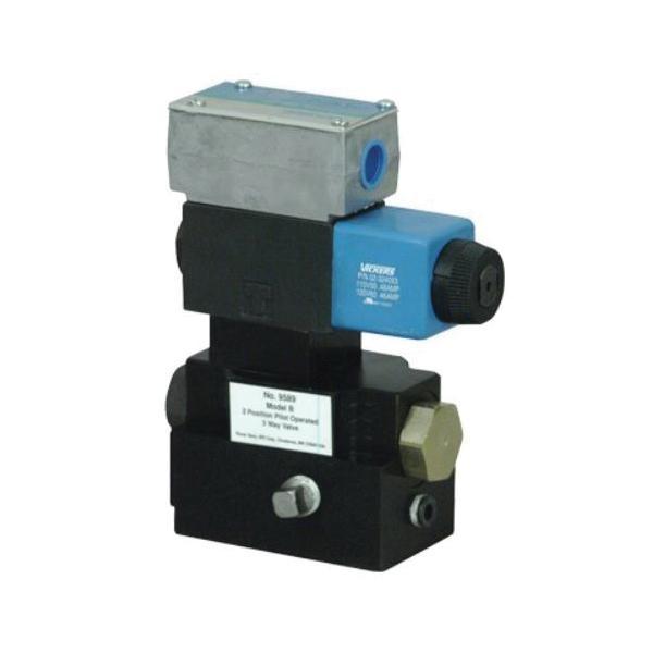Solenoid Valve, Pilot Operated Pump Mounted, 3/8 in NPTF Port, 10000 psi Pressure, 2-Port/3-Way Ports/Ways, Solenoid Actuation, Aluminum Body, 5.8 in L x 2.5 in W x 7 in H Dimensions