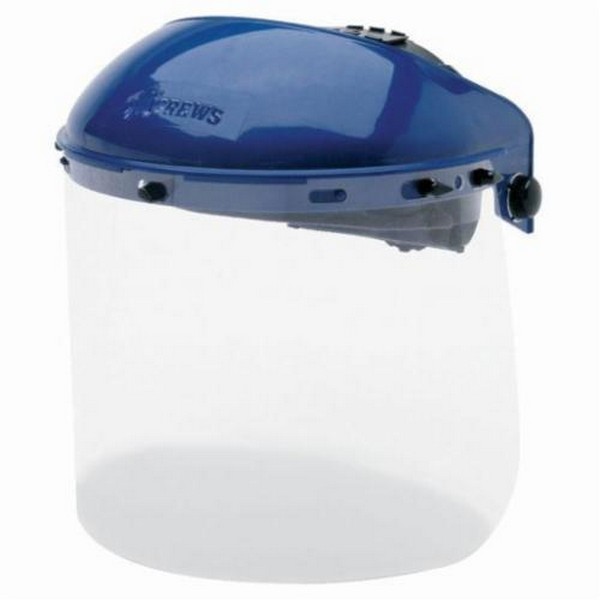 Faceshield Headgear Combo Unit, Blue/Clear, Polycarbonate Glass, Ratchet Adjustment