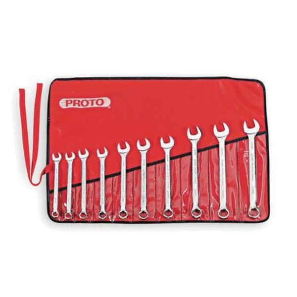 Combination Wrench Set, Anti-Slip Design, Metric System of Measurement, 10 to 19 mm Size, 9 Piece, Specifications: 6-Point, Box/Open End Drive, Full Polished