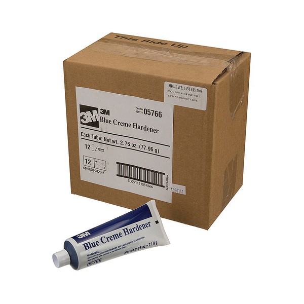 Creme Hardener, Tube Container, 2.75 oz Container, Blue, 111 °C Flash Point, Applicable Materials: Fiberglass