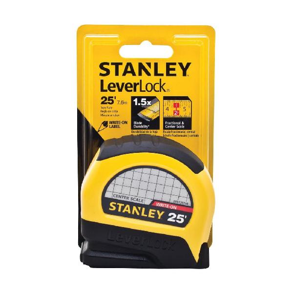 Measuring Tape, Measuring System: Imperial, 25 ft Blade Length, 1 in Blade Width, Steel Blade, Graduations: 1/16 in, Stud Markings, 8 ft Standout, Automatic Rewind, Push Button Locking, 3-Rivet Hook, Closed Case, ABS Case, Black/Yellow Case