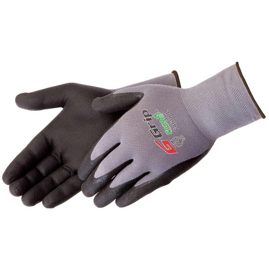 Glove, Series: F4600, 2XL Size, Microfoam Nitrile Palm, Nylon/Lycra, Black/Gray, Seamless Style, Knit Wrist Cuff, Palm and Fingers Coating Coverage, Resists: Abrasion/Cut/Puncture/Tear